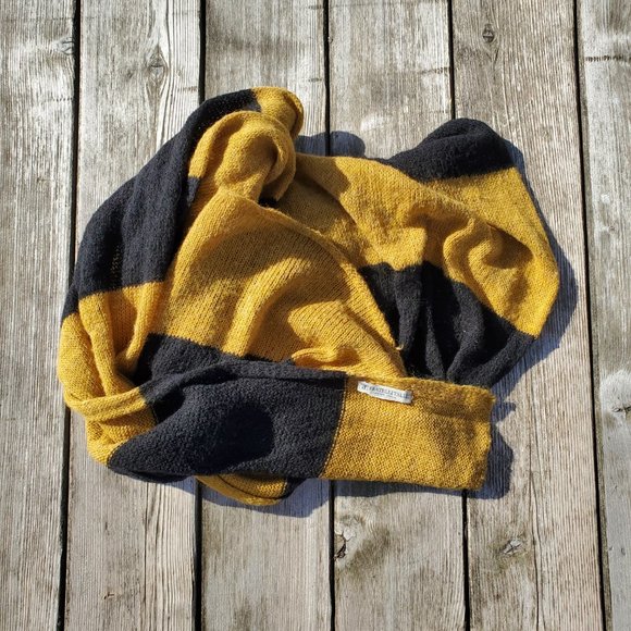 Fratelli Talli Black Golden Yellow Striped Scarf - Picture 4 of 6